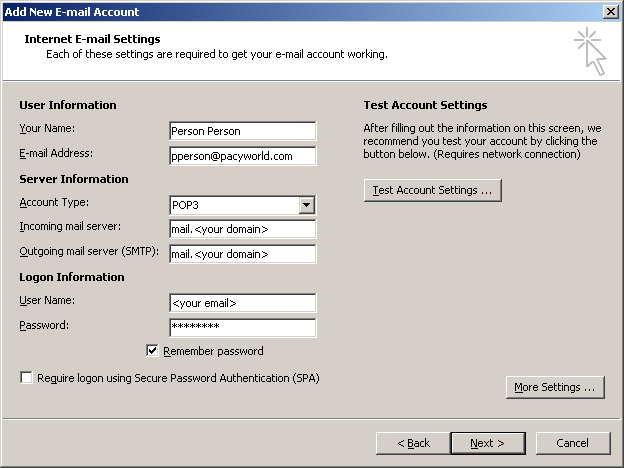 Mail Account Setup 1